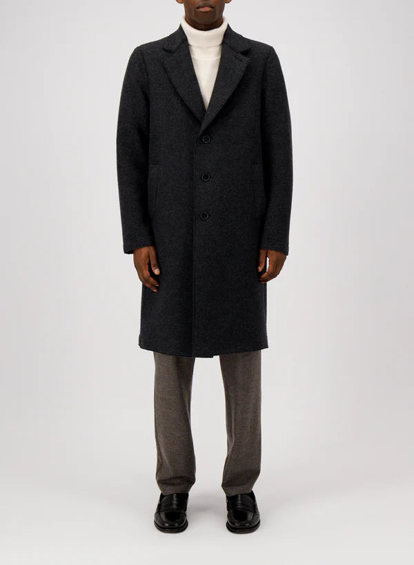 HARRIS WHARF SINGLE BREASTED WOOL COAT - ANTHRACITE GREY