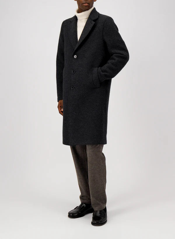 HARRIS WHARF SINGLE BREASTED WOOL COAT - ANTHRACITE GREY
