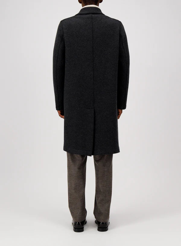 HARRIS WHARF SINGLE BREASTED WOOL COAT - ANTHRACITE GREY