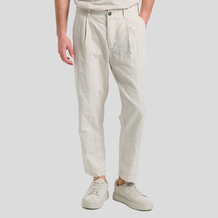 PINSTRIPE TROUSERS - STONE