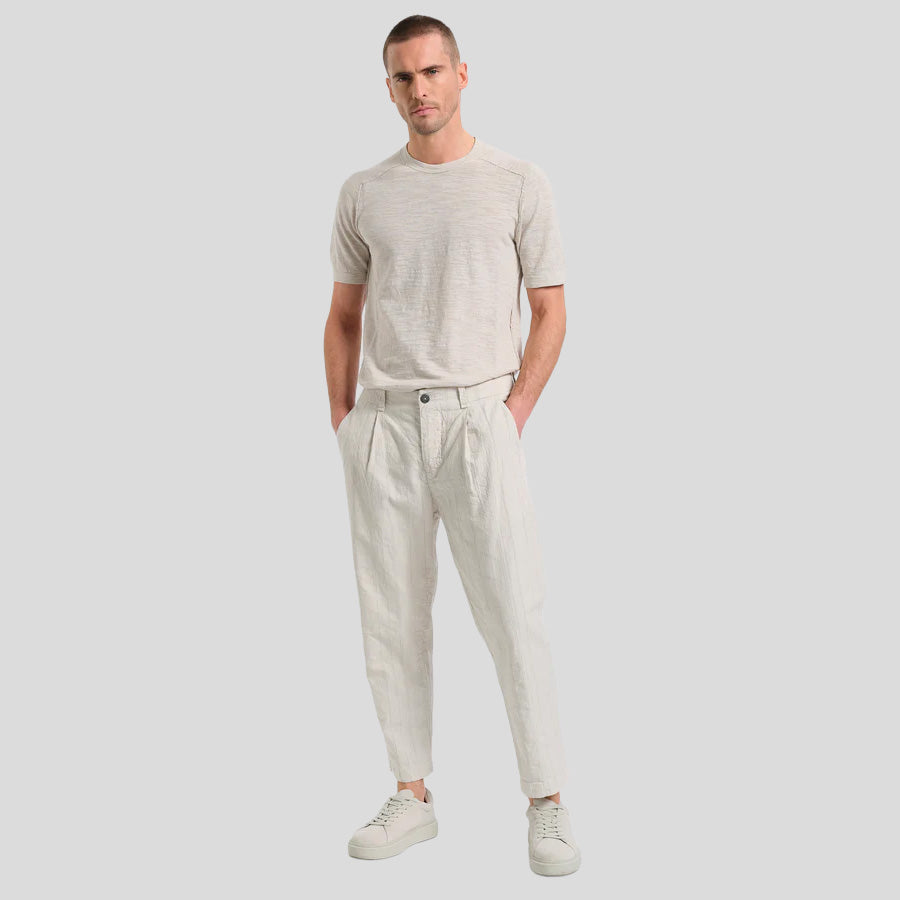 PINSTRIPE TROUSERS - STONE