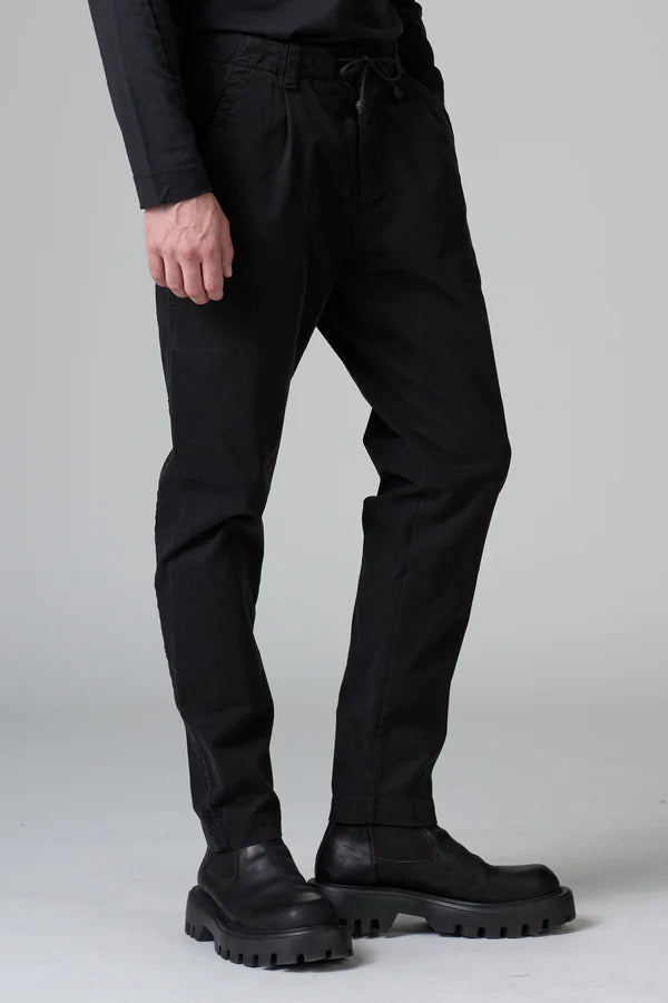 BLACK COTTON GABARDINE JOGGERS