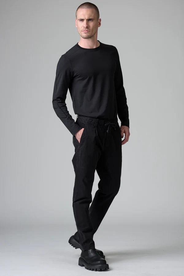 BLACK COTTON GABARDINE JOGGERS