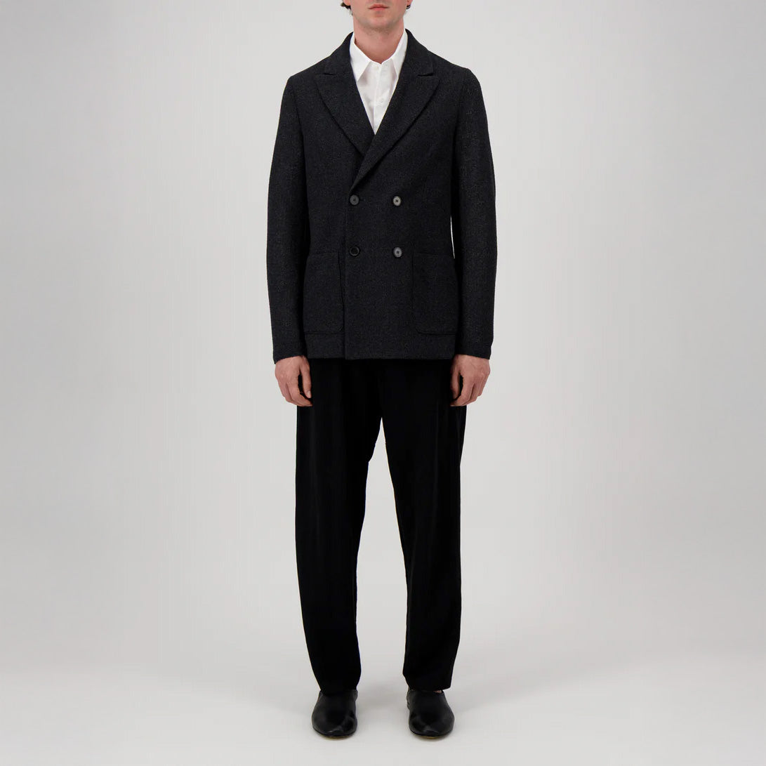 DOUBLE BREASTED BLAZER FRISÉ - CHARCOAL