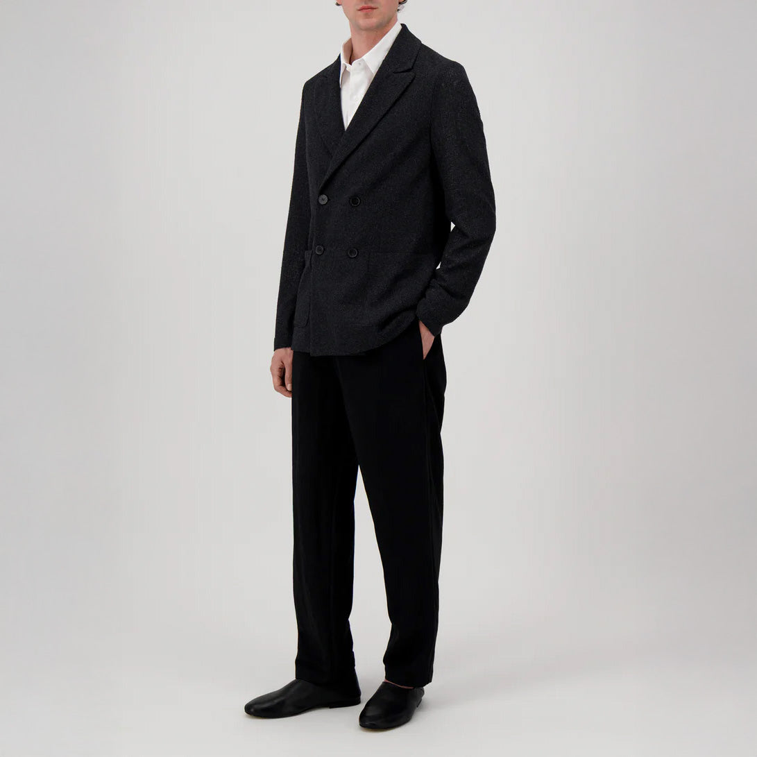 DOUBLE BREASTED BLAZER FRISÉ - CHARCOAL