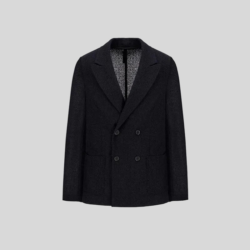 DOUBLE BREASTED BLAZER FRISÉ - CHARCOAL