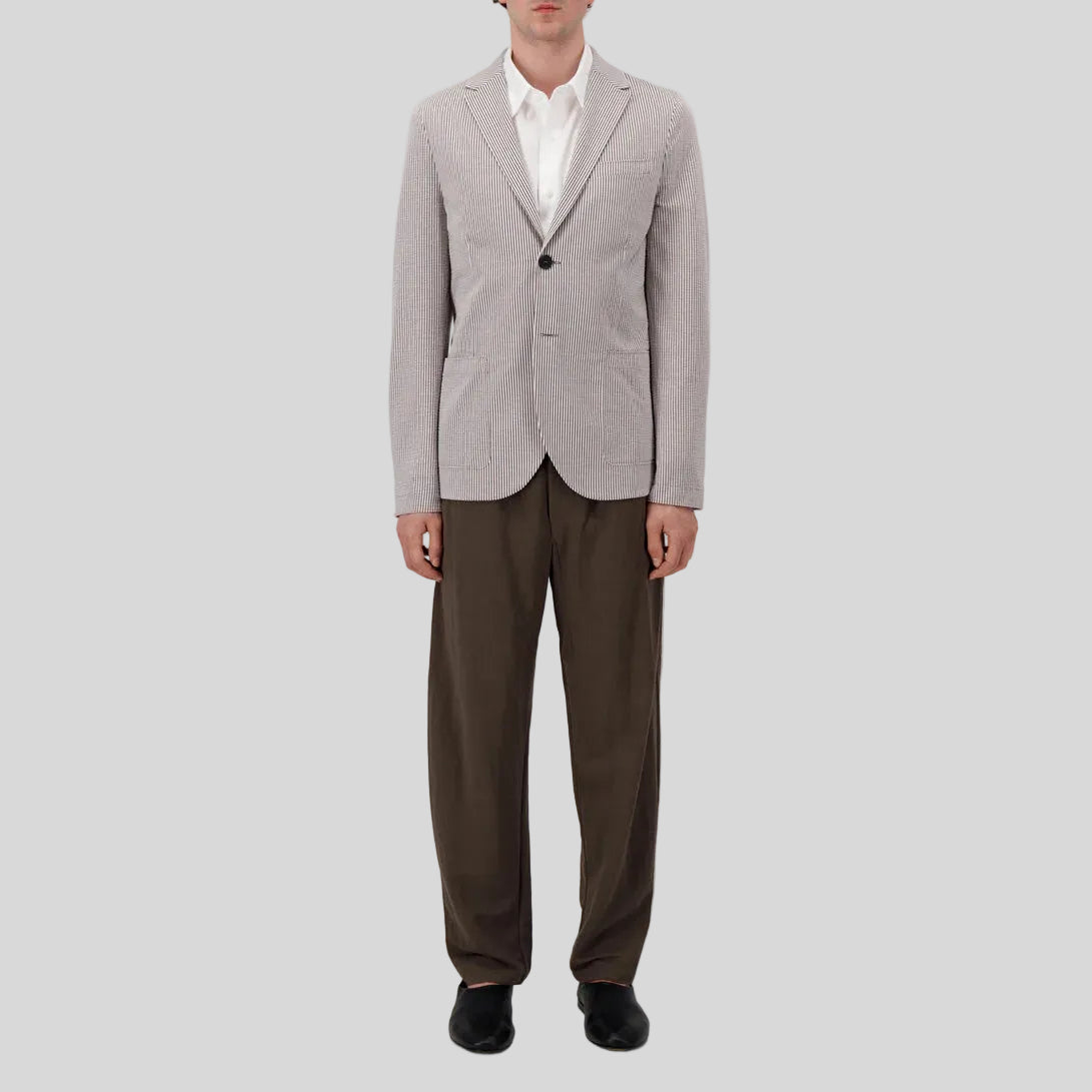 SINGLE BREASTED BLAZER - TOBACCO & WHITE