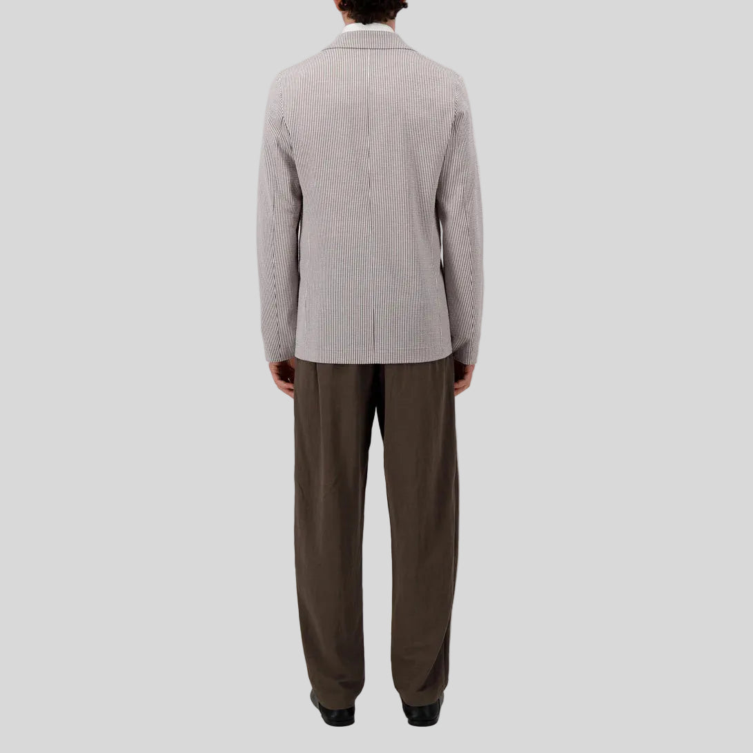 SINGLE BREASTED BLAZER - TOBACCO & WHITE