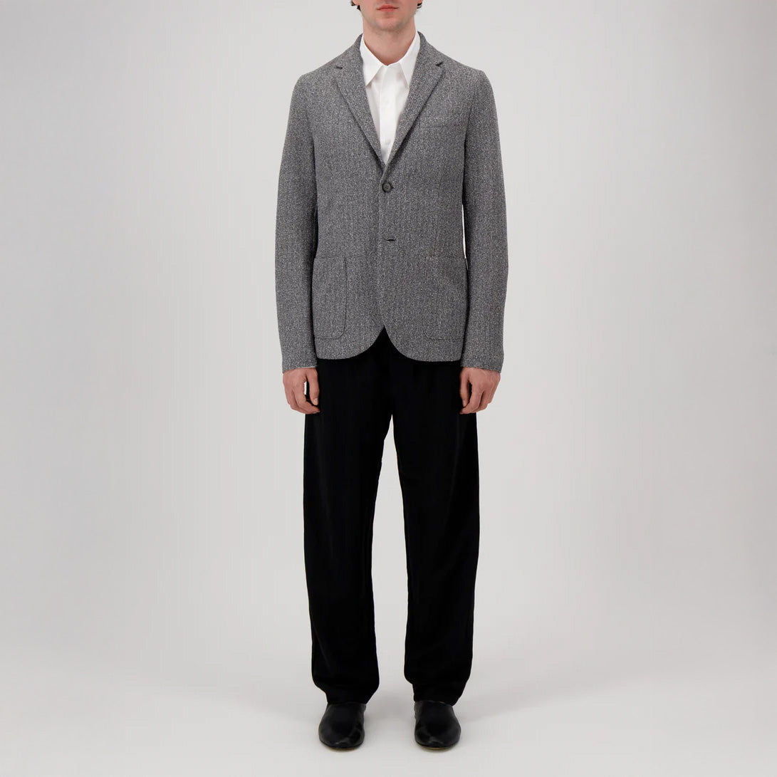 SINGLE BREASTED FRISÉ BLAZER - MIDDLE GREY