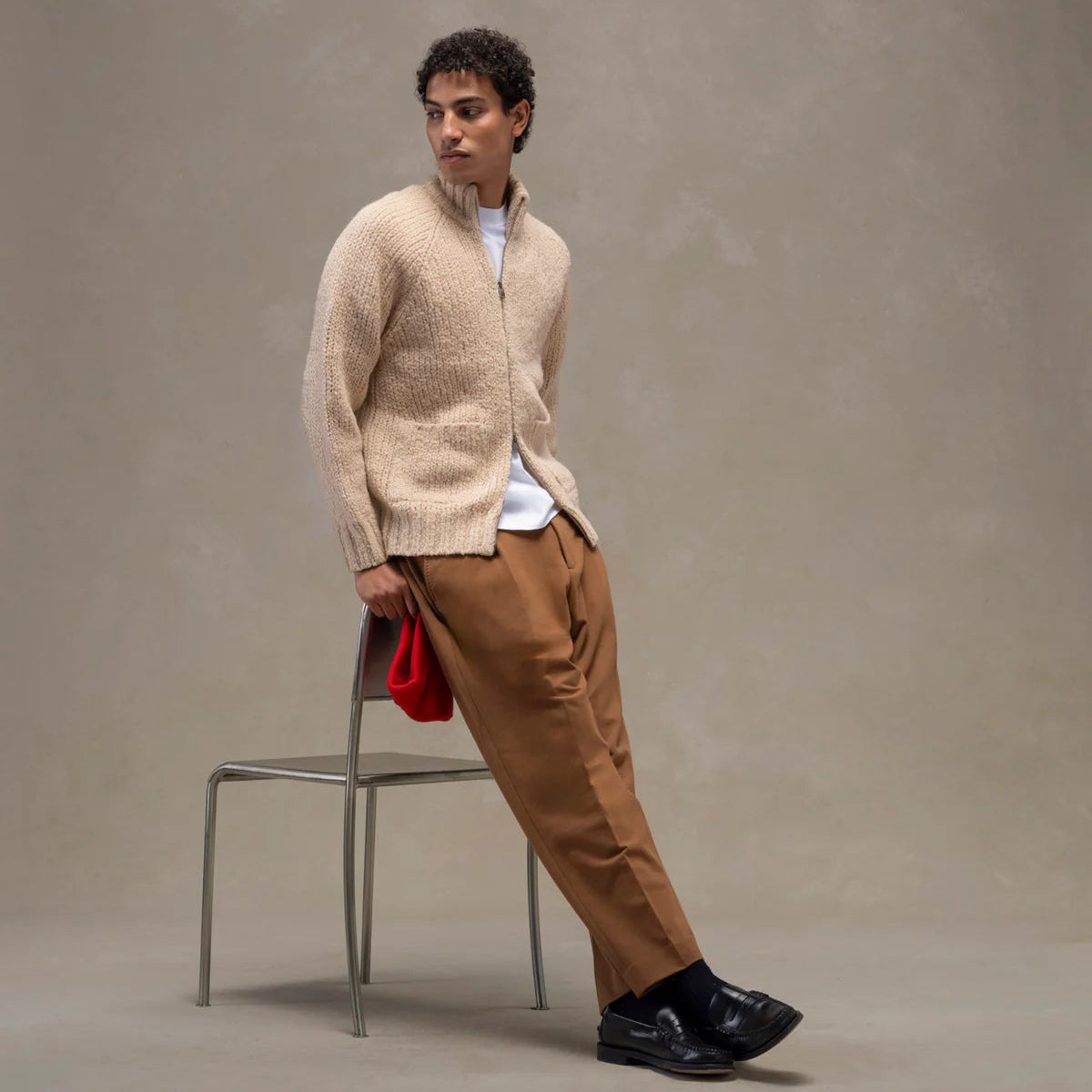 CASHMERE TROUSERS - TOBACCO BROWN