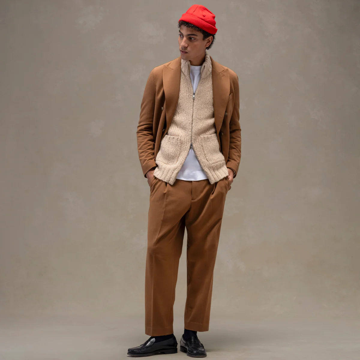 CASHMERE TROUSERS - TOBACCO BROWN
