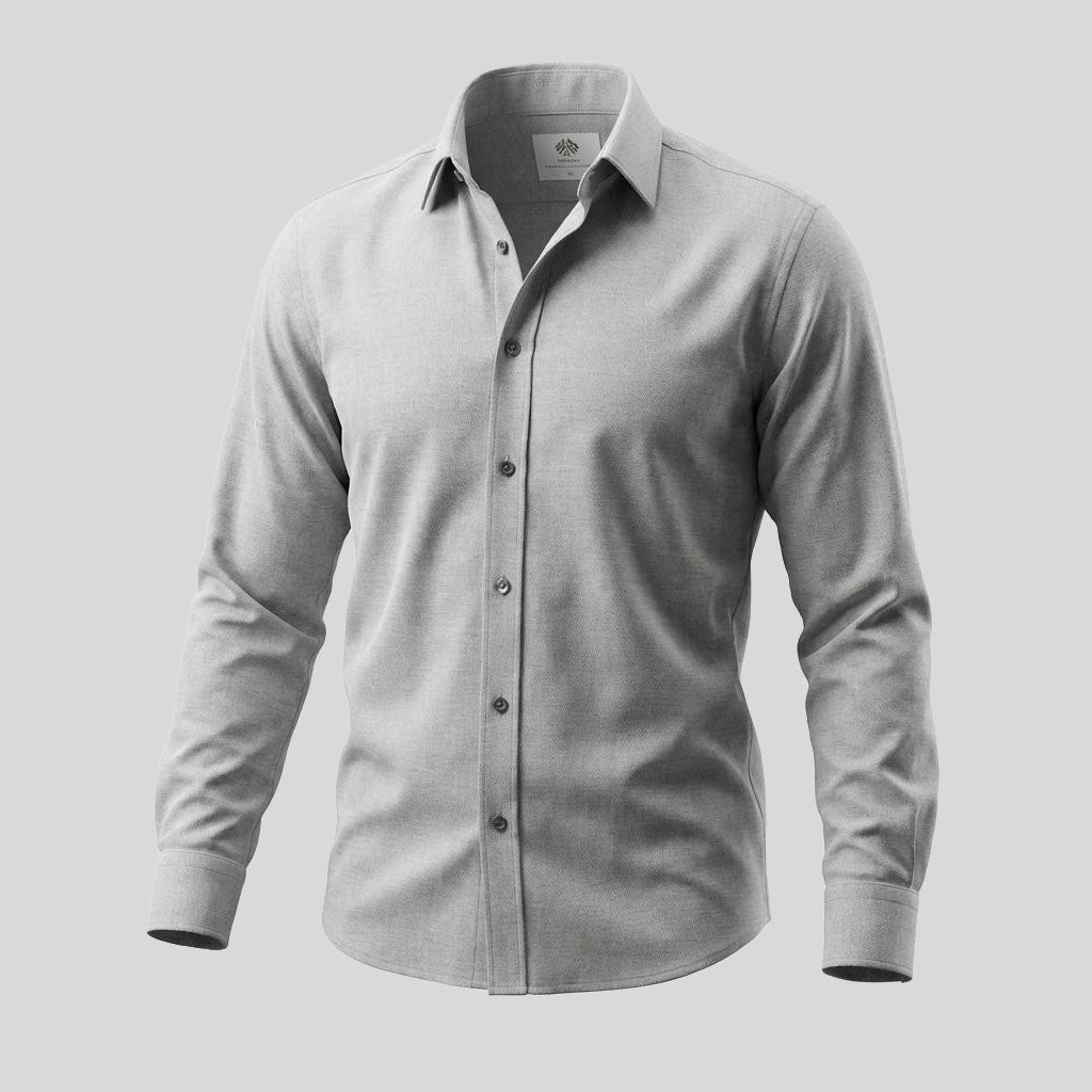 COTTON LYOCELL SHIRT - DARK GREY CHEVRON