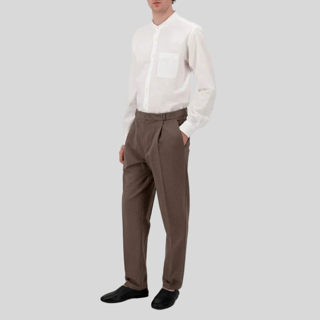 PLEATED TROUSERS - MOLE BROWN