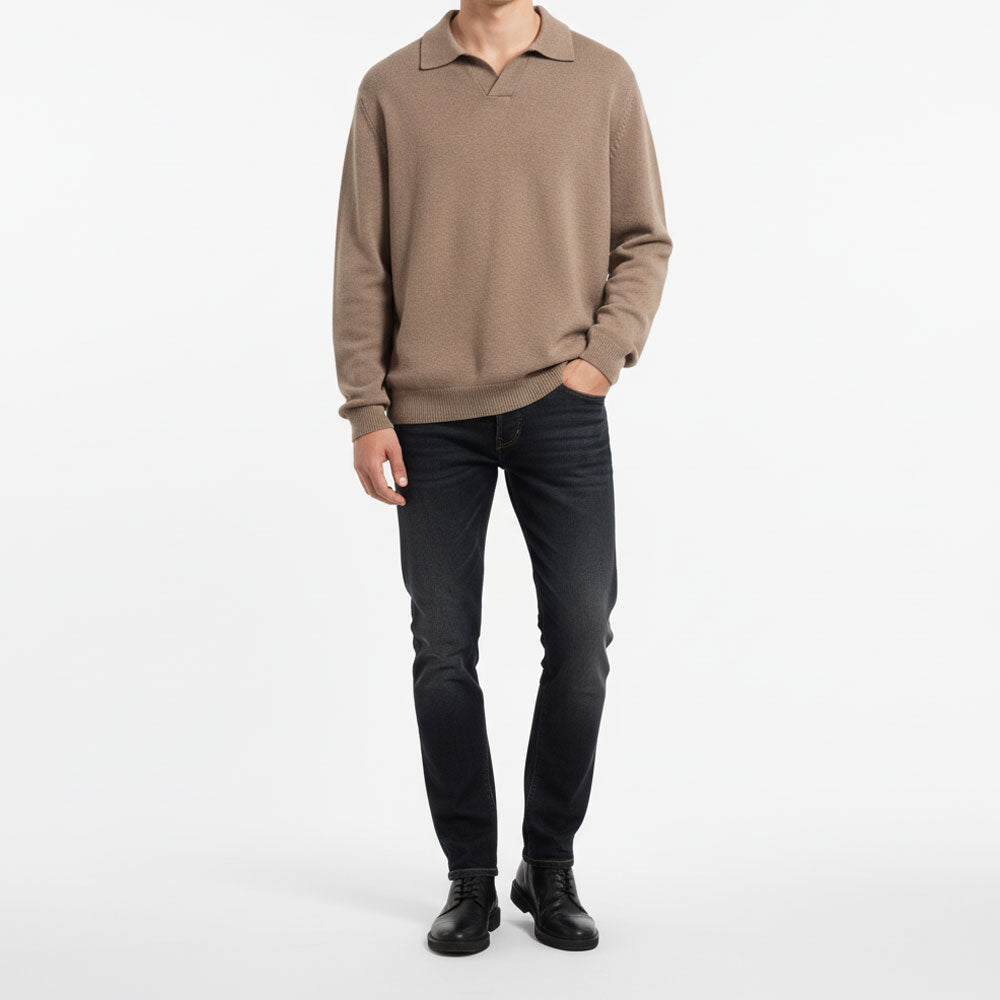 MERINO CASHMERE POLO - SABBIOSO