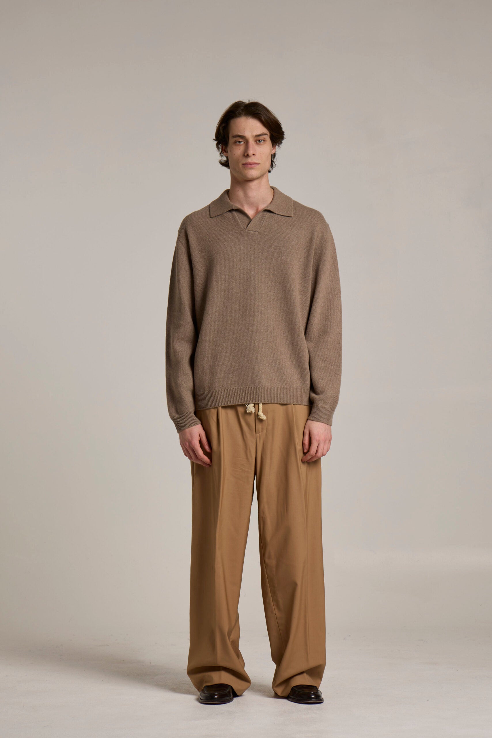 MERINO CASHMERE POLO - SABBIOSO