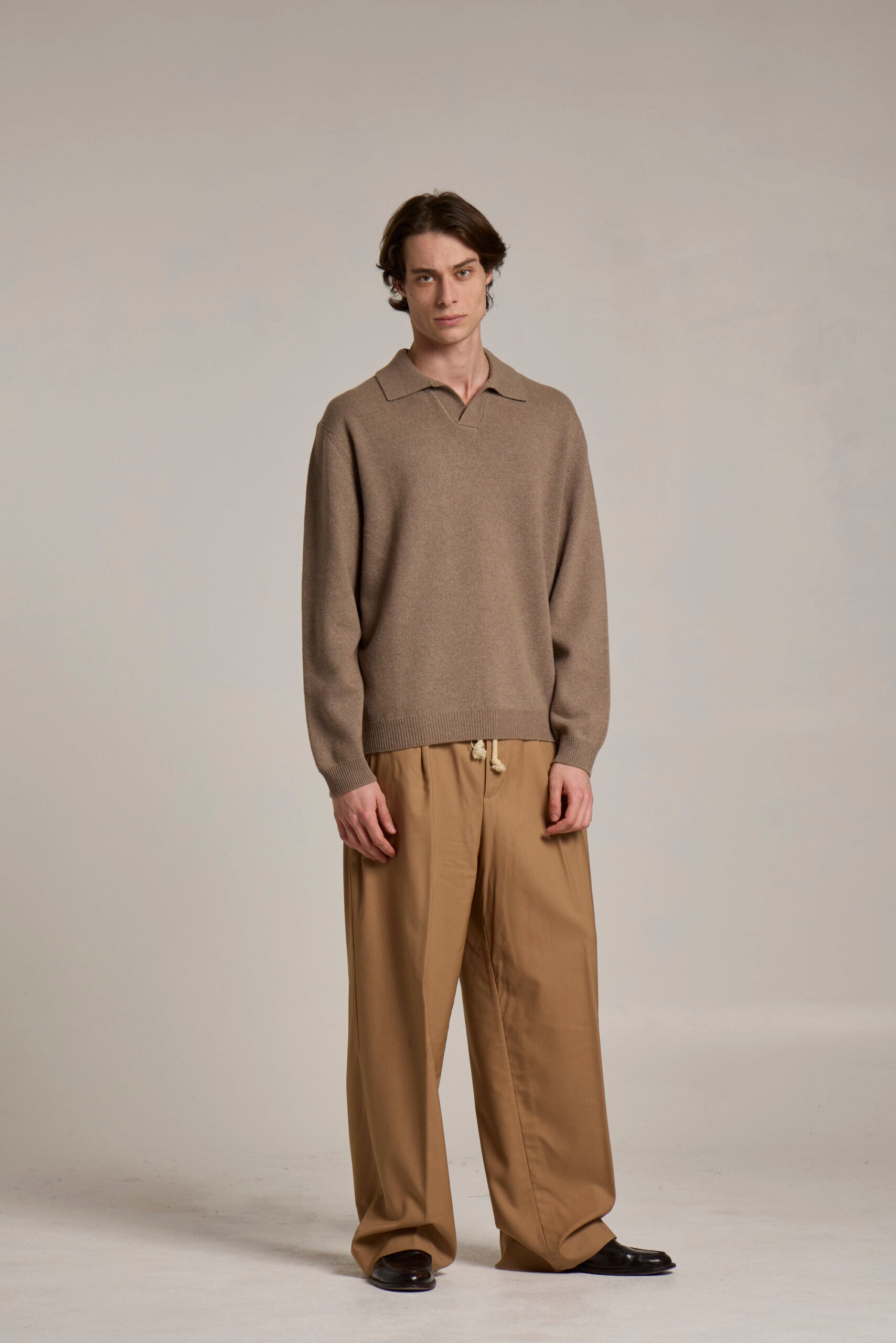 MERINO CASHMERE POLO - SABBIOSO