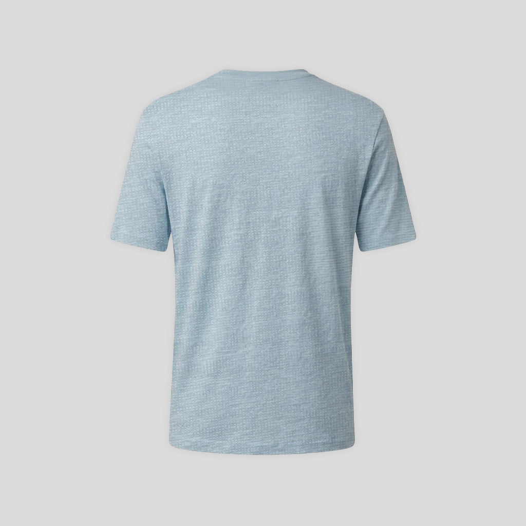 LINEN CREW NECK T-SHIRT - CIELO