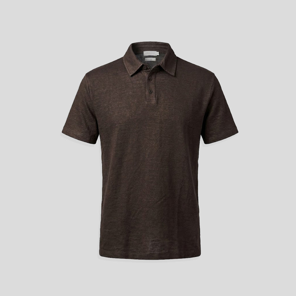 LINEN POLO - MORO BROWN