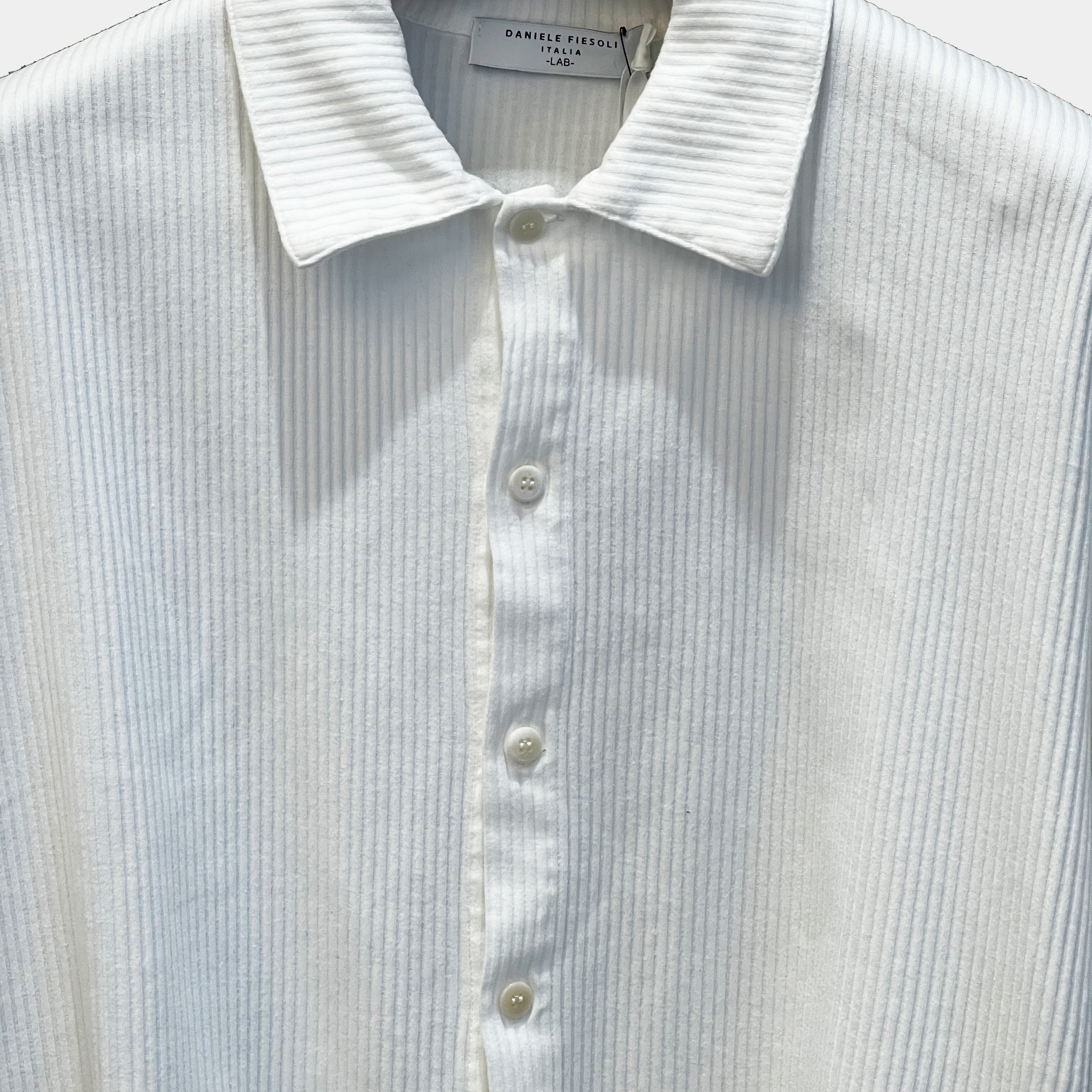 BUTTON UP RIBBED SHIRT - WHITE