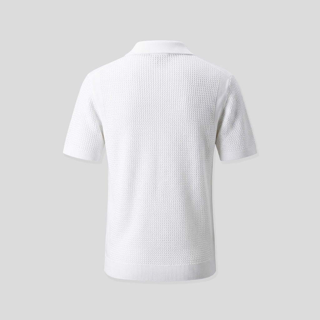 BUTTON UP RIBBED SHIRT - WHITE