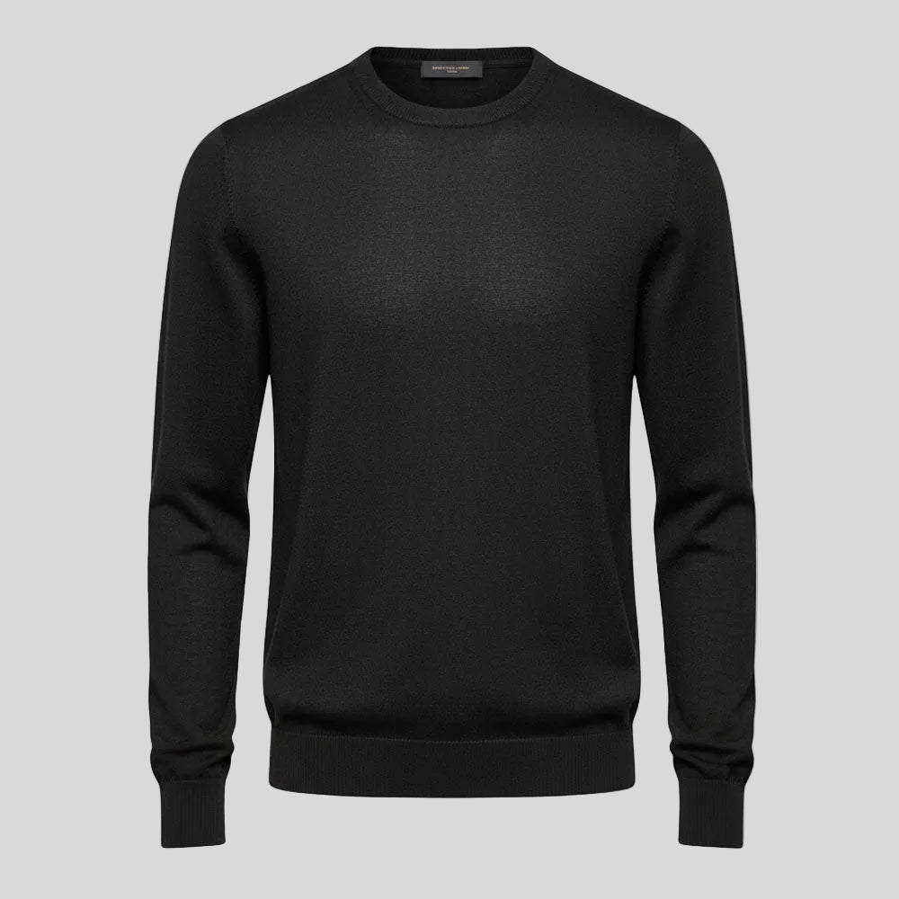 MERINO WOOL CREW NECK - NERO BLACK