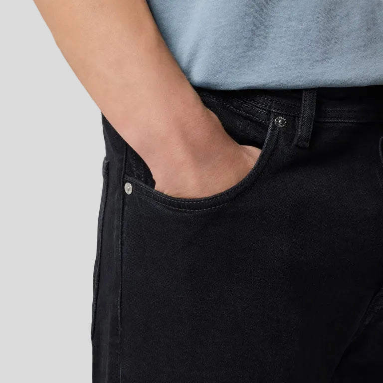 STRETCH BLACK DENIM-RINSED JEANS - BLACK RINSE