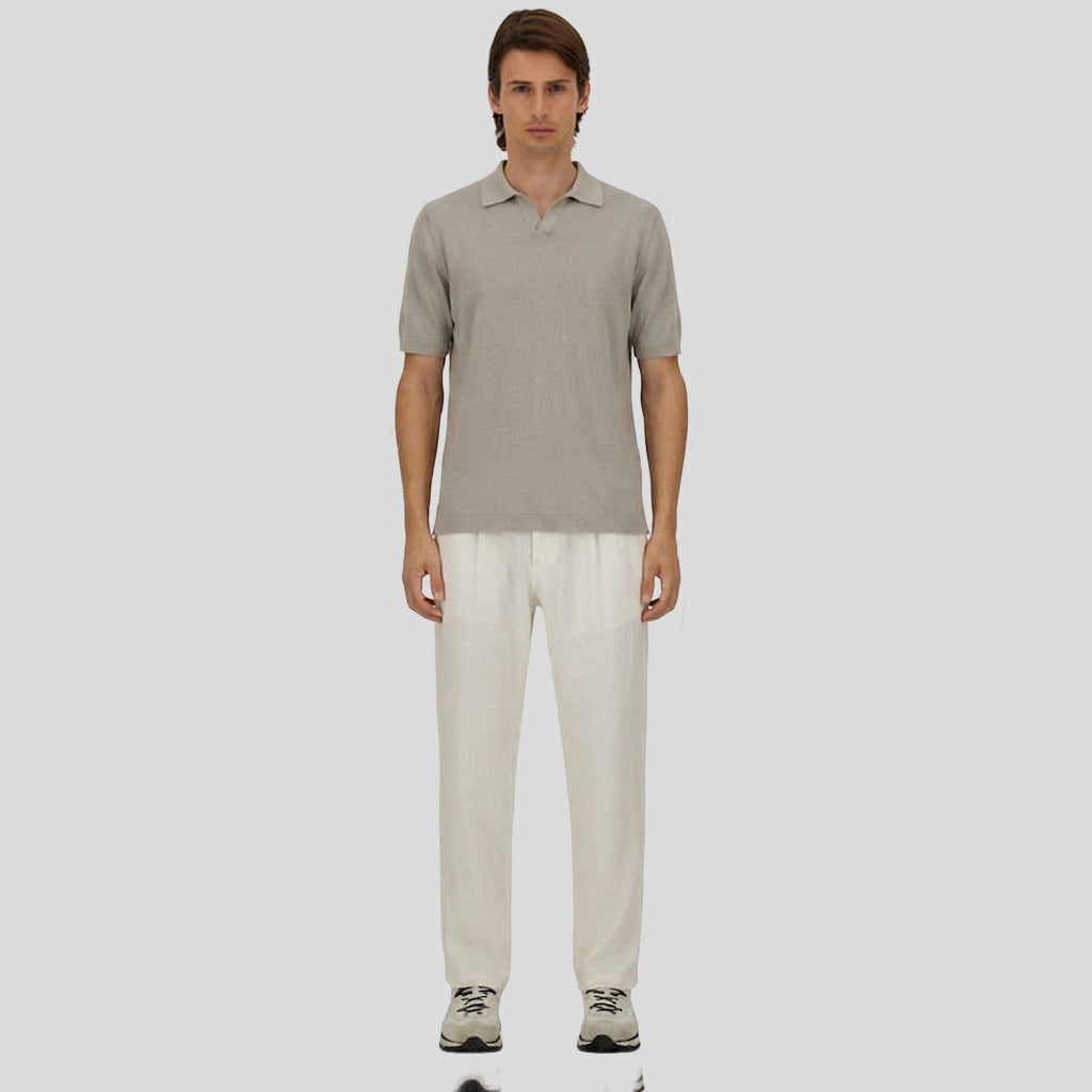 JERSEY KNIT POLO - PEARL GREY