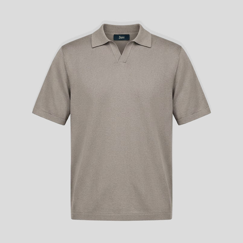 JERSEY KNIT POLO - PEARL GREY