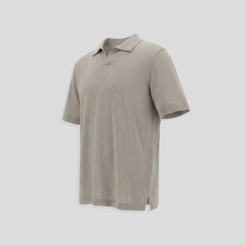 JERSEY KNIT POLO - PEARL GREY