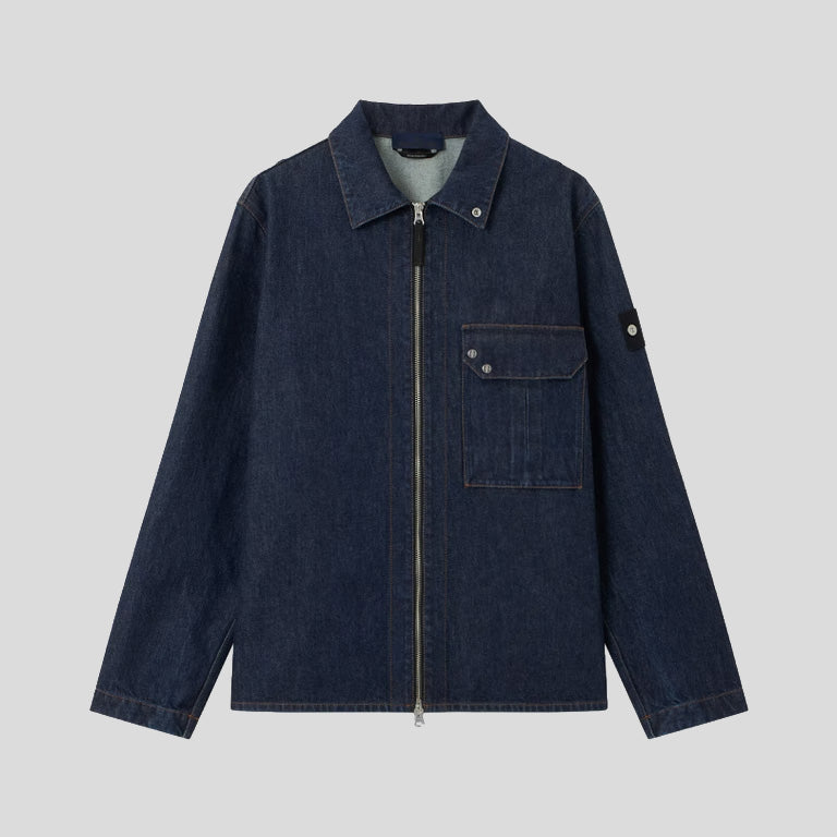 INDIGO DENIM-RINSED OVERSHIRT - BLUE RINSE