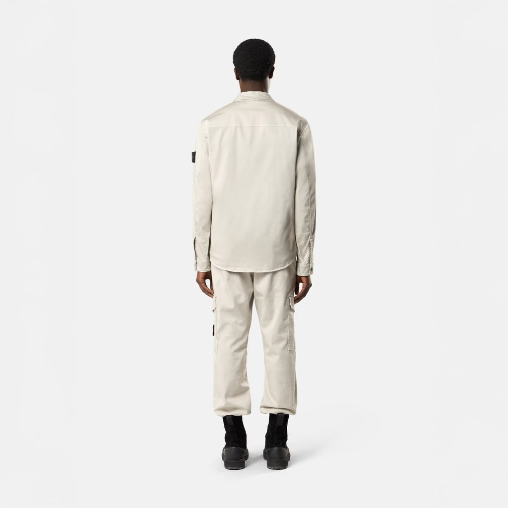 ORGANIC COTTON SATIN OVERSHIRT - PEARL GREY