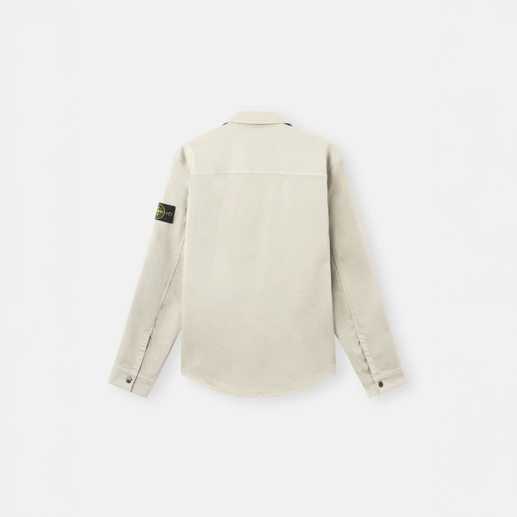 ORGANIC COTTON SATIN OVERSHIRT - PEARL GREY