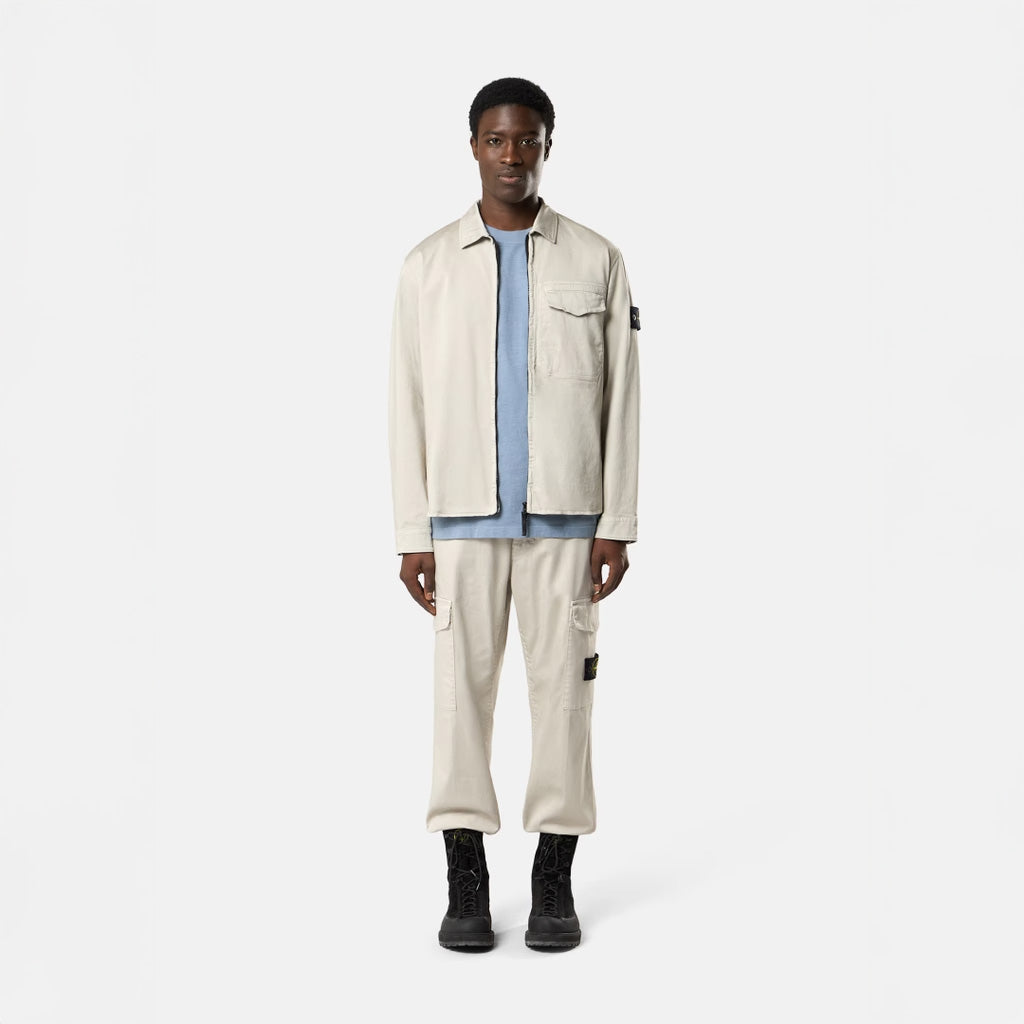 ORGANIC COTTON SATIN OVERSHIRT - PEARL GREY