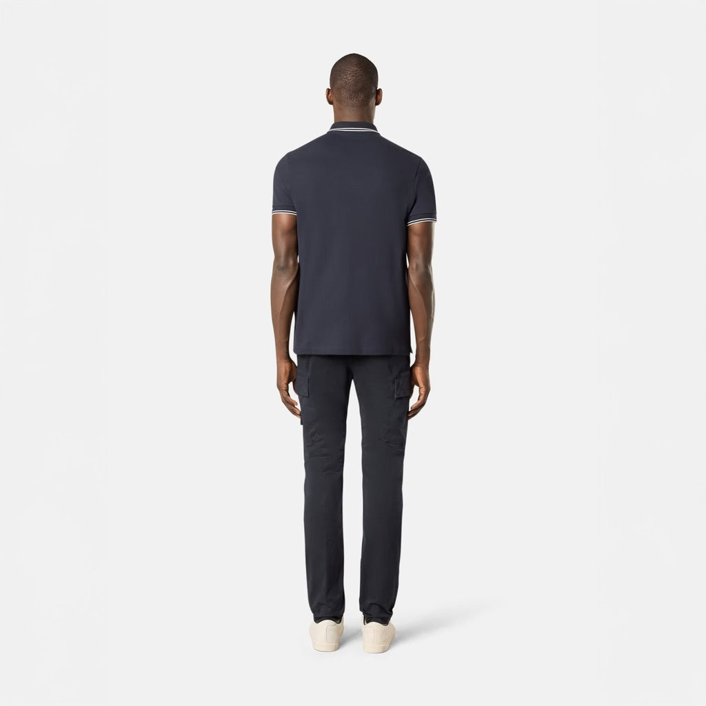 ORGANIC COTTON STRETCH CARGO CHINO TROUSERS  - NAVY BLUE