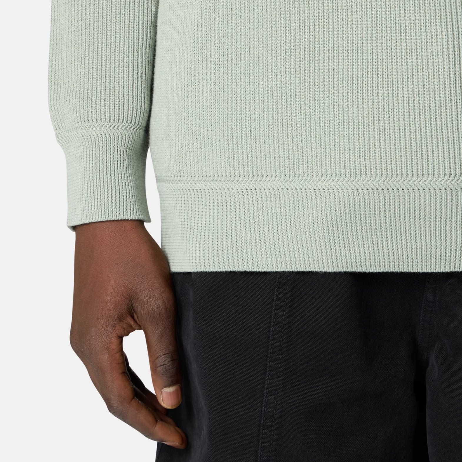SOFT ORGANIC COTTON ZIP-UP JUMPER - SAGE