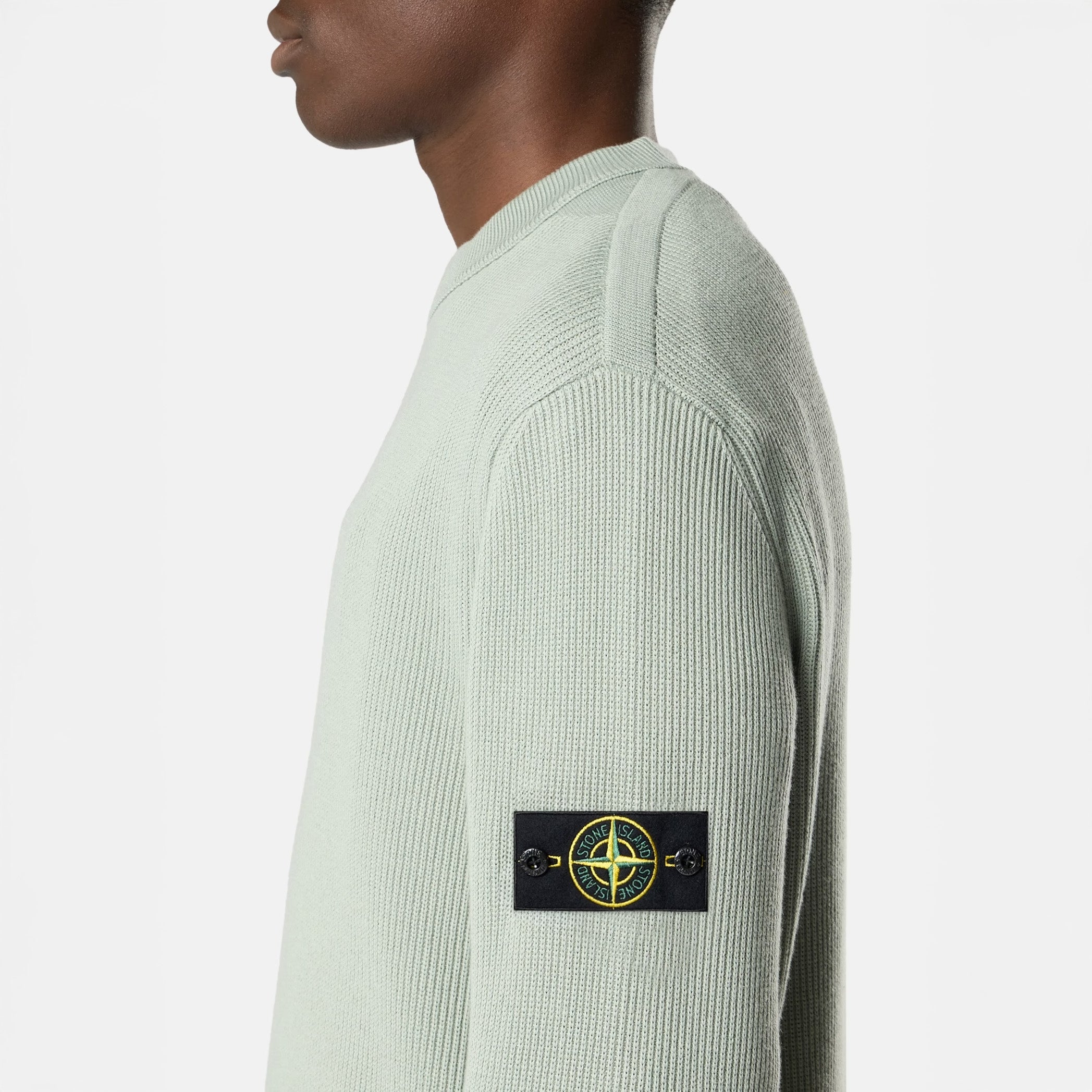 RIBBED SOFT ORGANIC COTTON CREWNECK - SAGE