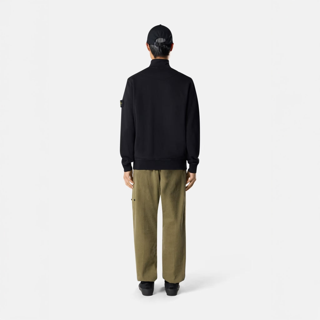 ORGANIC COTTON FLEECE TRACK JACKET - BLACK