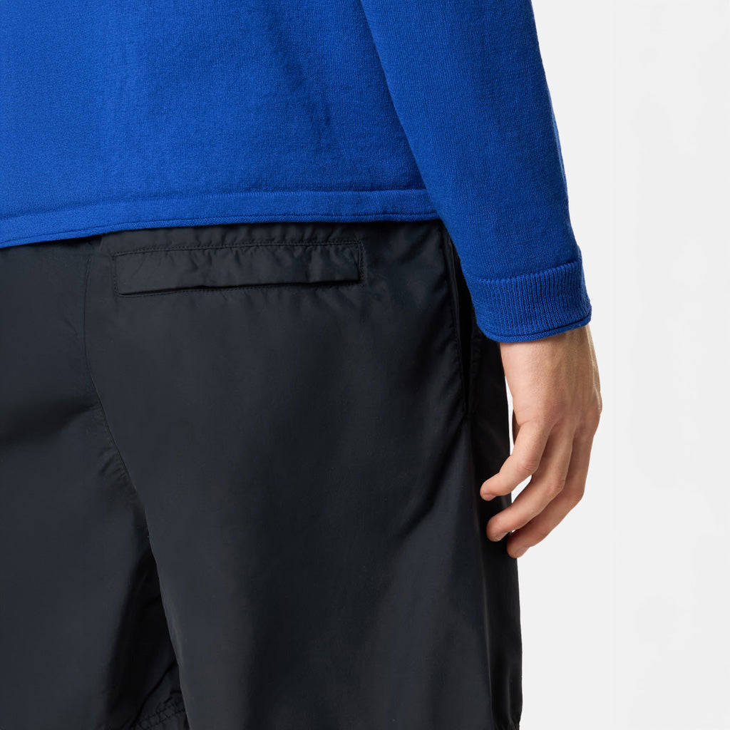 BRUSHED NYLON SWIM TRUNK WITH POCKETS - BLACK