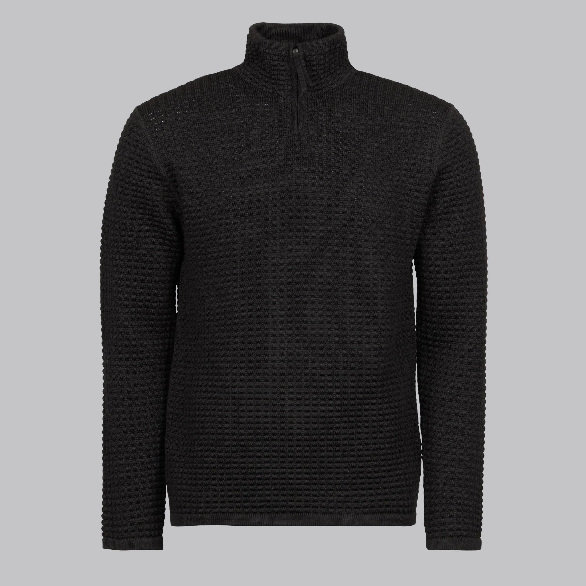 HANNES ROETHER WOOL CREW NECK SWEATER - BLACK