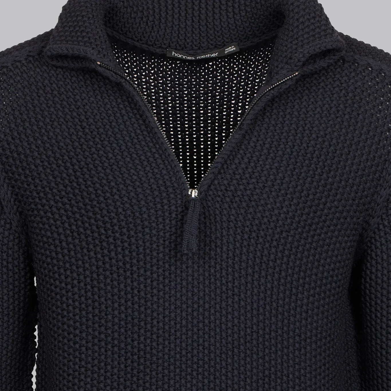 HANNES ROETHER WOOL ZIP POLO - TORNADO