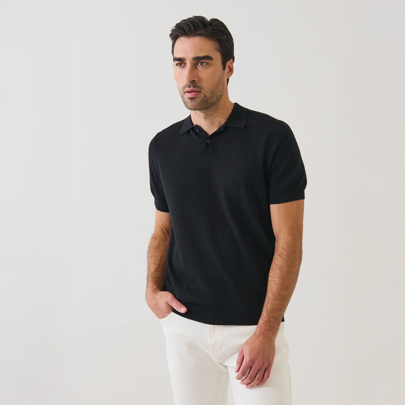 STITCH POLO SHIRT - BLACK