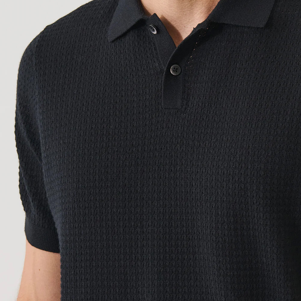 STITCH POLO SHIRT - BLACK