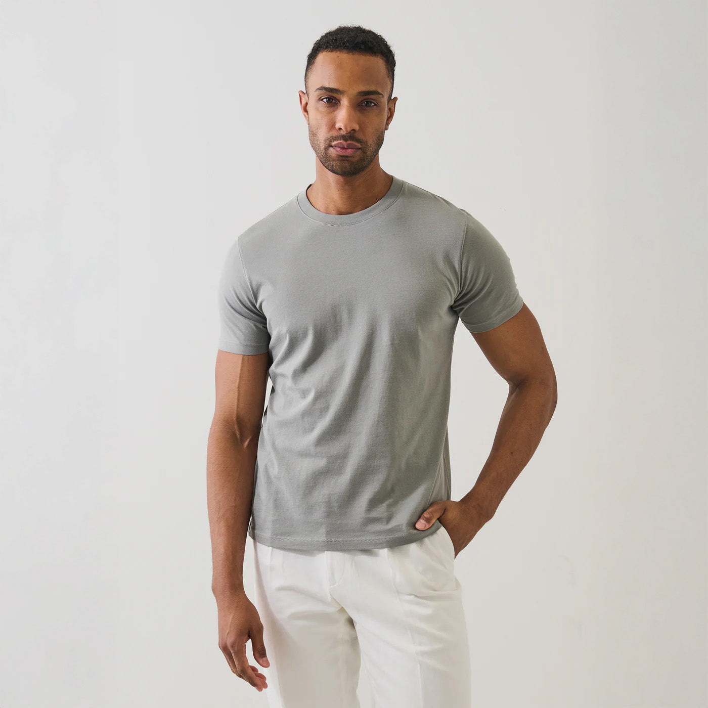 HIGH NECK T-SHIRT - PEWTER