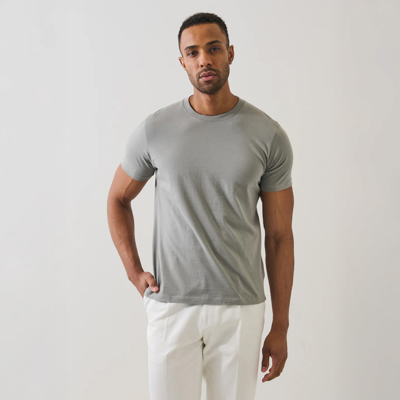 HIGH NECK T-SHIRT - PEWTER