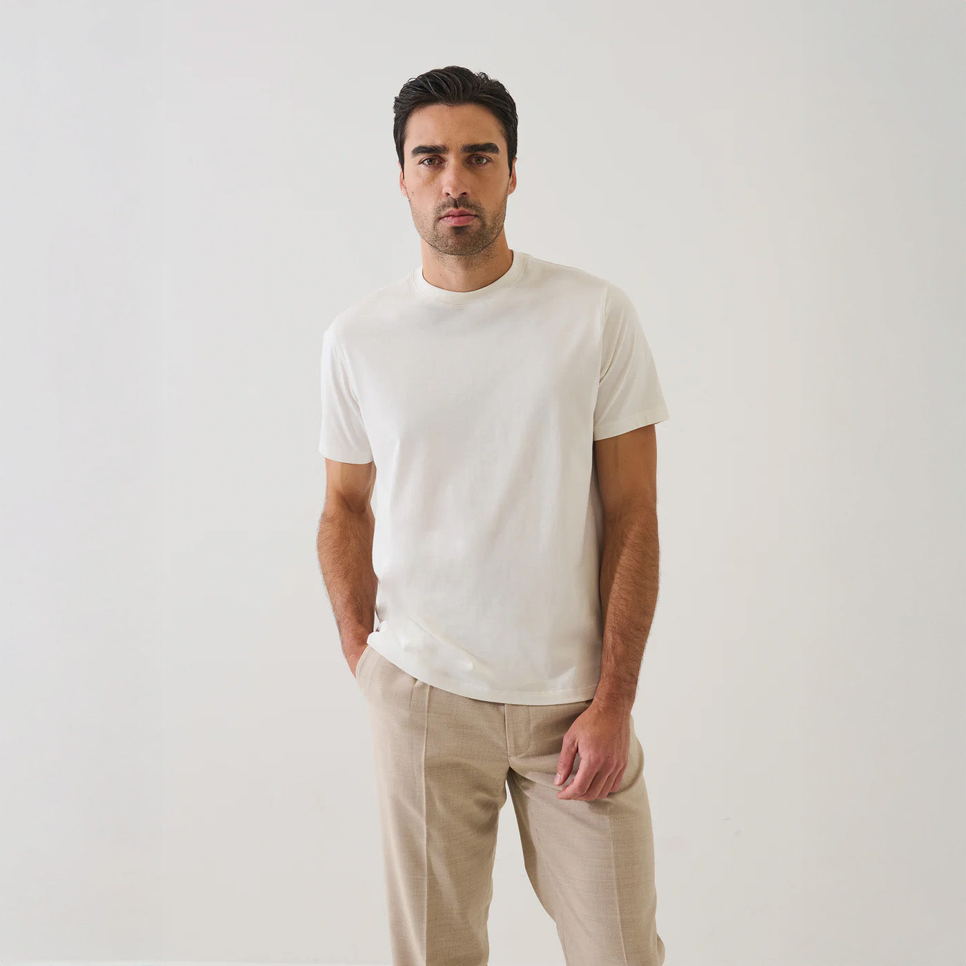 HIGH NECK T-SHIRT - VANILLA