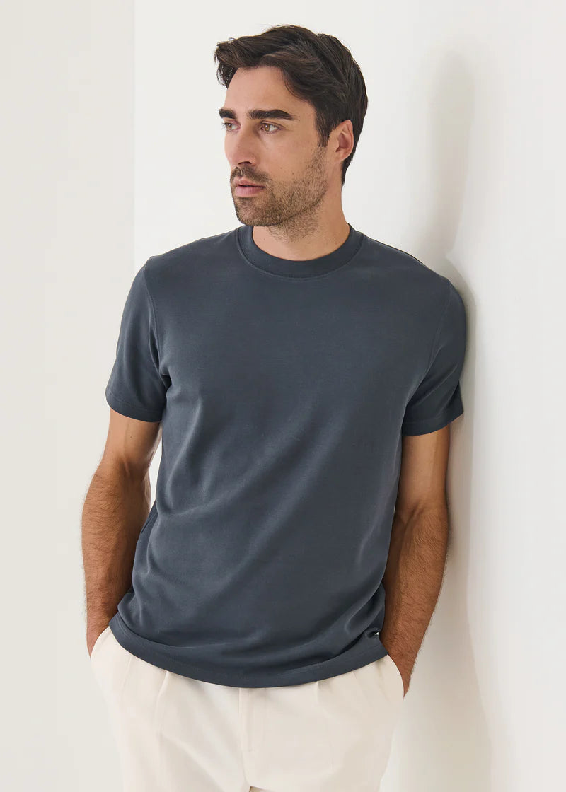 PIMA COTTON STRETCH BRUSHED T‑SHIRT - SLATE