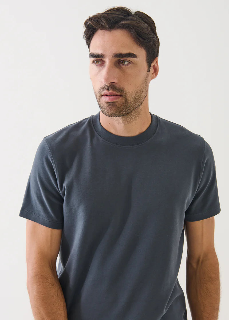 PIMA COTTON STRETCH BRUSHED T‑SHIRT - SLATE