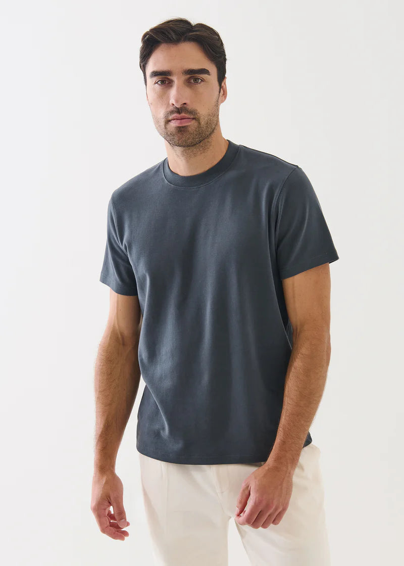 PIMA COTTON STRETCH BRUSHED T‑SHIRT - SLATE