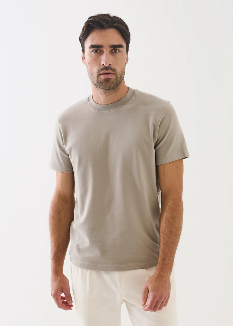 PIMA COTTON STRETCH BRUSHED T‑SHIRT - FOG