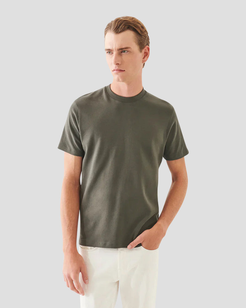 PIMA COTTON STRETCH BRUSH T-SHIRT - THYME